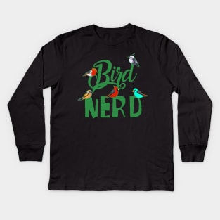 Bird Nerd Bird Watching Kids Long Sleeve T-Shirt